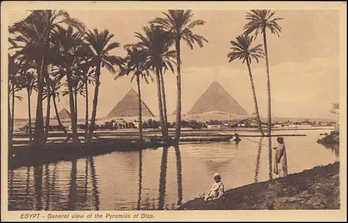 Ansichtskarte Ägypten: Die Pyramiden von Gizeh, CAIRO 31.5.1930