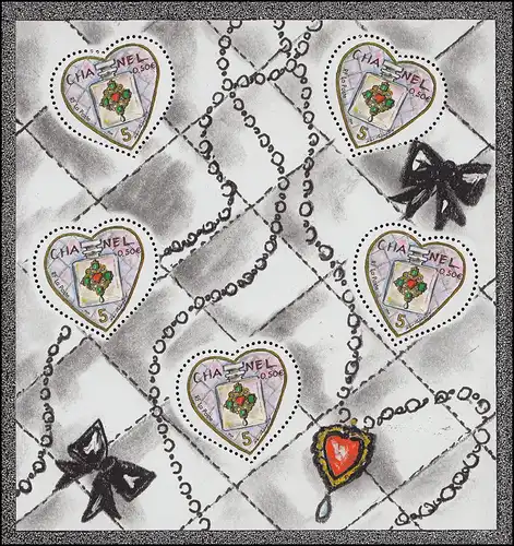 3774 Marque de salutation Saint Valentin Parpourm Chanel - Petit arc I avec 5 timbres **