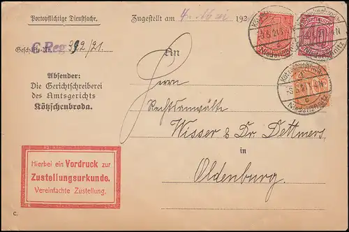 27+28+30 timbres de service sur l'acte de signification ou de notification Kötzschenbroda-Niederössnitz 3.5.21