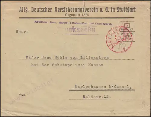 Infla-Notausgabe Gebühr-bezahlt-Drucksache Franko-Stempel STUTTGART 21.9.(23)