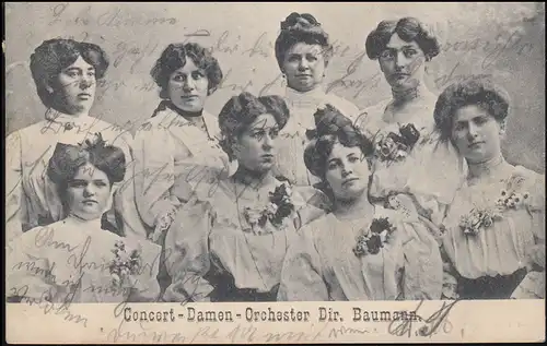 Ansichtskarte Concert-Damen-Orchester Dir. Baumann, NEUNKIRCHEN 8.4.1907