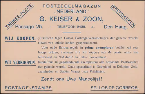 Surinam Antwort-Postkarte / Betaald Antwoord 2 1/2 Ct. rs. Zudruck, ungebraucht