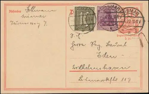 P 141I Pokrieger avec capacite supplémentaire comme MiF WISMAR 4.4.1922, BPP-testé