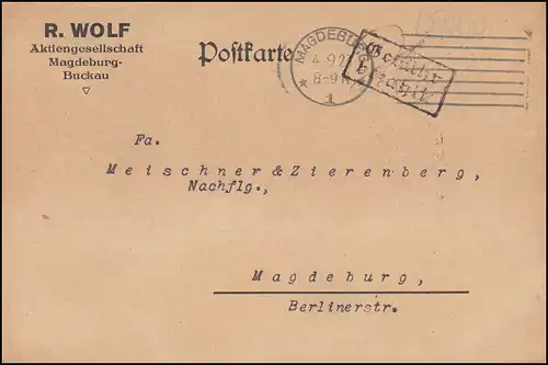 Infla-Exposition d'urgence Temple payant Carte postale locale MAGDEBURG 4.9.1923