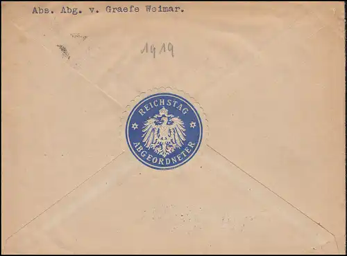 107+108 Nationalversammlung MiF auf Brief WEIMAR-NATIONALVERSAMMLUNG 16.8.1919