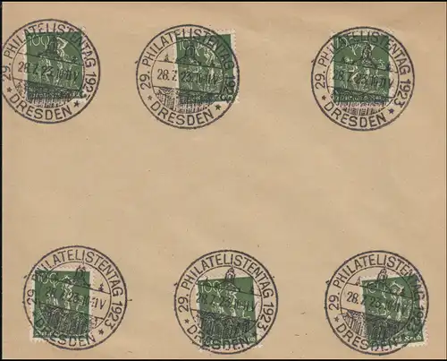 Sonderstempel 29. Philatelistentag 1923 DRESDEN 28.7.23 auf Blanko-Umschlag 