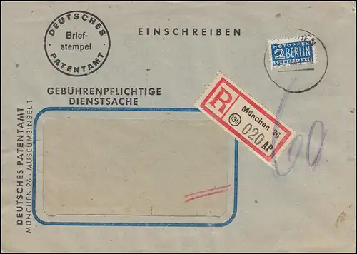 Affaire de service à payer Office allemand des brevets MÜNCHEN 25.10.1949