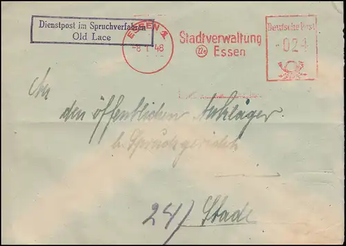 AFS de l'administration municipale ESSEN 8.1.48 comme poste de service dans le jugement Old Lace