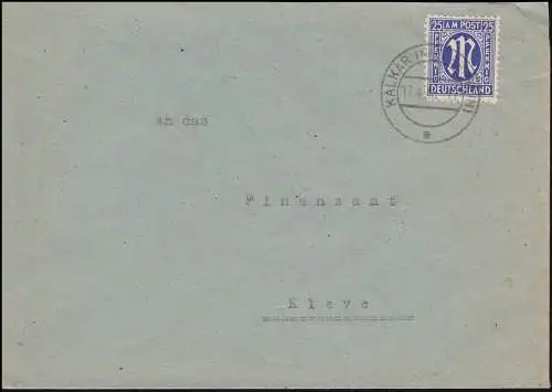 9 AM-Post 25 p. sur lettre de KALKAR (NIEDERRHEIN) 17.4.46 vers Kleve