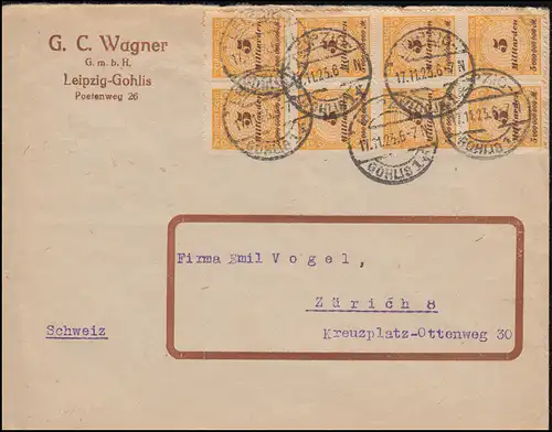 327B Infla 5 Mrd. M im 8er-Block als MeF auf Brief LEIPZIG-GOHLIS 17.11.1913