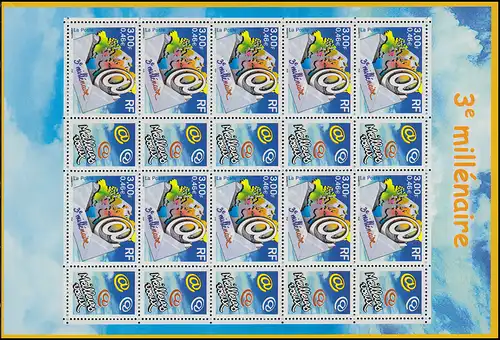 3505I Jahrtausendwende Briefumschlag Weltkarte - Kleinbogen Rastertiefdruck **