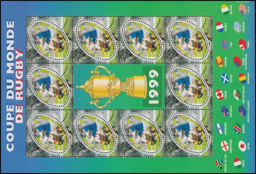 3421 Championnat du monde de rugby 1999 - Petit arc de 10 marques et champ d'ornement **