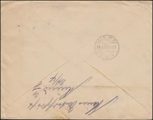 Tschechoslowakei 168 Taube mit 222+224 Masaryk auf R-Brief BRÜNN / BRNO 23.4.25