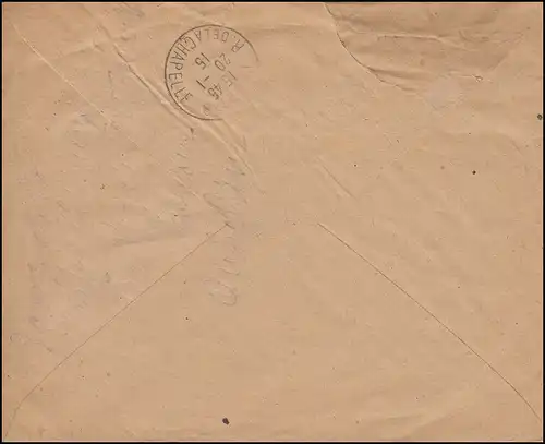 Lettre de service VALEURS RECOUVRES en tant que lettre R Not-R-Zettel LIBOURNE 18.1.1915