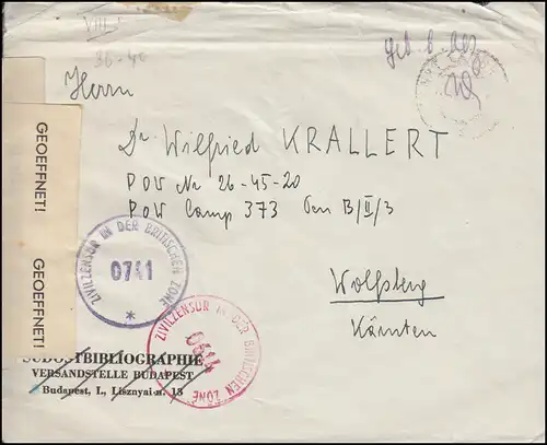 Poste de prisonniers de guerre Civilsur Zone britannique 0741 et 0614 Bf.dach Wolfsberg