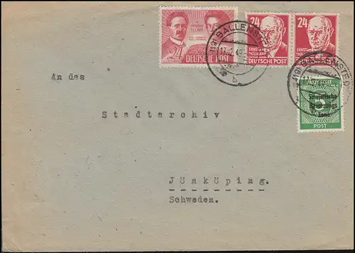 207 SBZ-Imprimerie + 220 Thälmann +229 Liebknecht/ Luxemburg Bf BALLENSTEDT 17.2.49