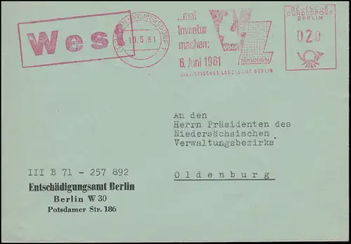 AFS Statistisches Landesamt Entschädigungsamt BERLIN-WILMERSDORF 10.5.1961