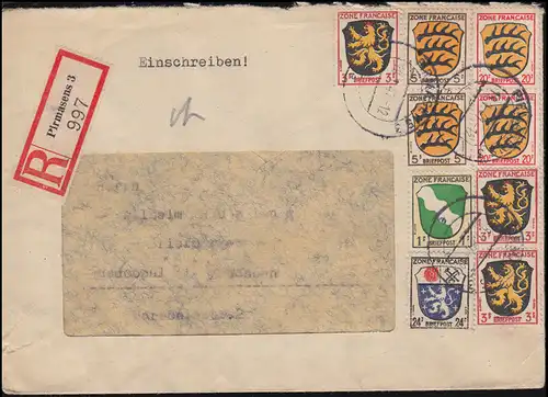 1ff francs blagues-miF sur lettre R PIRMASENS 18.1.1947 vers RADEBEUL 4.2.47