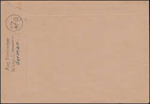 5 AM-Post 8 Pf. mit 923 Gemeinschaft MiF Brief KARLSRHE 7.4.1946 nach Überlingen