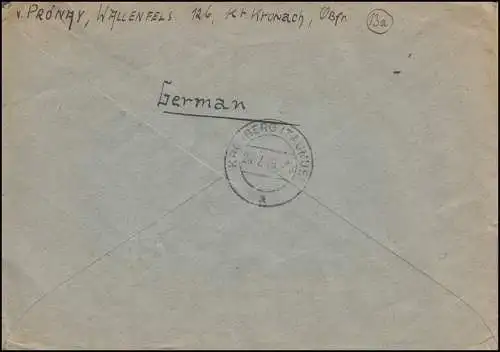 946 Paragraphe de la lettre EF R de Not-R Temple Wallenfels 24.7.1946 à KRONBERG 26.7.
