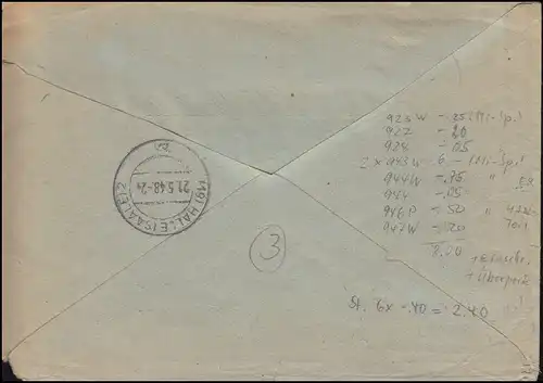 927ff Cours de contrôle sur lettre R Not-R-Zettel SSt BAD BLANKENBURG 19.5.48