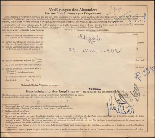 196x+350x sur carte de paquet STEINBACH (Kr. BÜHL) vers l'Autriche DORNBIRN 9.5.1962
