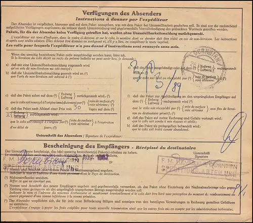 196x+350x auf Paketkarte SAAL / DONAU 25.6.62 nach Österreich DORNBIRN 28.6.1962