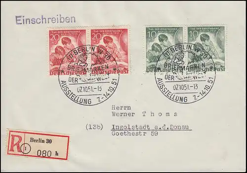 80-81 Tag der Briefmarke als Paar-Satz R-FDC passender ESSt BERLIN 7.10.1951