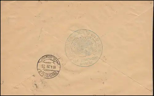 Dienstmarken 8I+9I Aufdruckmarken-MiF auf Orts-R-Brief SAARLOUIS 15.4.1926