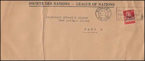 Société des Nations (SDN) 17x Tell avec arbalète EF sur lettre GENF 6.5.1930 à Bâle