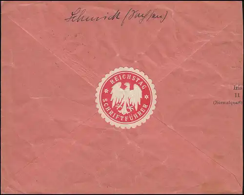 219 Ziffer 100 Mark als EF auf Brief BERLIN NW REICHSTAG 21.3.1923 nach Dresden 