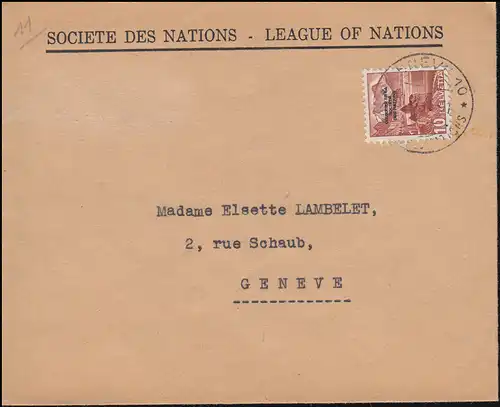Völkerbund (SDN) 72 Landschaften auf Orts-Brief GENF 19.4.1946