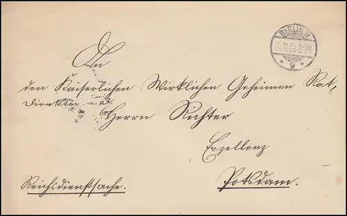 Reichsdienstsache Reichsamt des Innern Brief BERLIN 25.11.1905 n. POTSDAM 26.11.