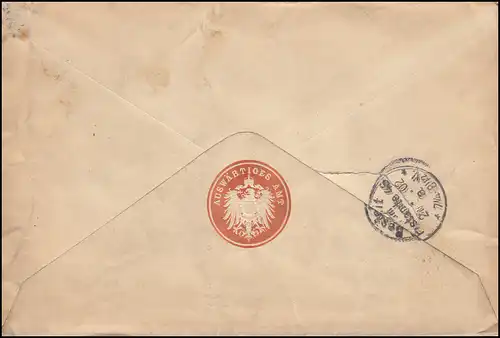 55 Germania REICHSPOST als EF auf Ortsbrief Auswärtiges Amt BERLIN 20.1.1902