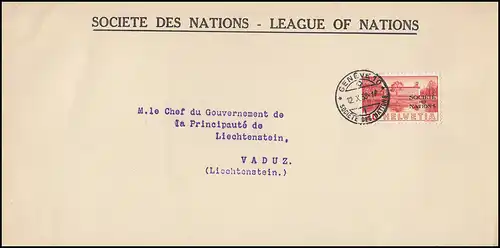 Völkerbund (SDN) 57 ILO-Gebäude als EF auf Brief GENF 12.10.1938