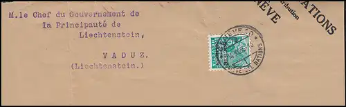 Völkerbund (SDN) 43 Landschaften auf Briefstück GENF 14.11.1935