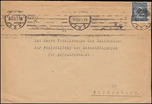 32 Dienstmarke Briefvorderseite CHARLOTTENBURG 24.3.22 nach Hildesheim