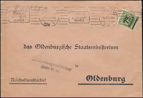 288I Infla-EF auf Reichsdienstsache Reichsfinanzministerium BERLIN 10.9.1923