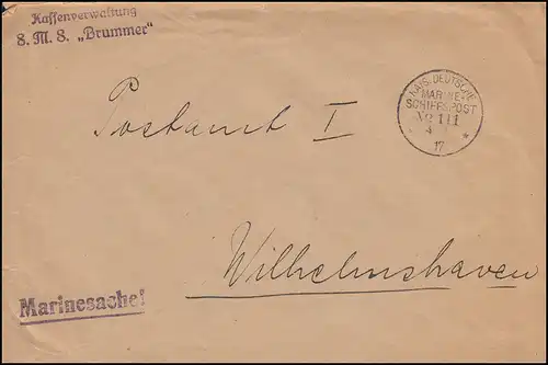 DEUTSCHE MARINE-SCHIFFSPOST No 111 - 1917 SMS Brummer auf Marinesache