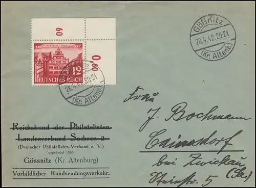 Deutscher Philatelisteverband Gößnitz/Altenburg 28.4.42