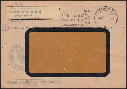 Affaire de service à payer Fiducie Fiscalité Reichsbrevet Office BERLIN 26.6.1951