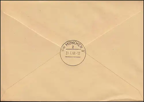 13 Zwiefalten mit Wappen 3 und 5 Pf Blanko-R-Brief SSt FRIEDRICHSHAFEN 25.4.1948