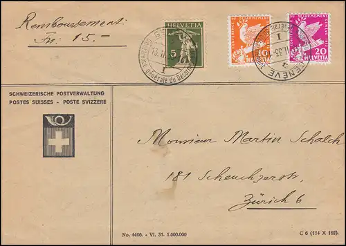 251+252 Abrüstungskonferenz mit ZF auf NN-Brief  mit passendem SSt GENF 13.2.33