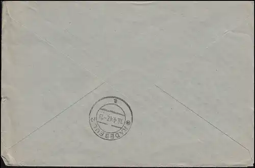 6+10 Armoiries-MiF R-Lettre de secours-R-Zettel WALDFISCH 22.3.1947 vers Radebeul