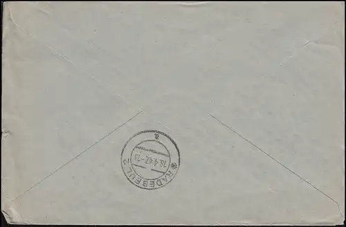 6+10 Wappen-MiF R-Brief Not-R-Zettel WALDFISCHBACH 22.3.1947 nach Radebeul