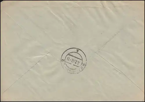 7+9+10 Wappen MiF R-Brief Not-R-Zettel HASSLOCH (PFALZ) 27.1.47 nach Radebeul