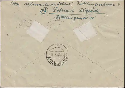 2+4+7+8+10 Freimarken Wappen MiF R-Brief ROTTWEIL 24.11.46 nach RADEBEUL 16.12.