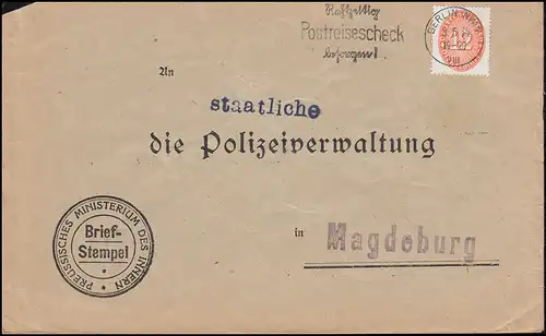 Marque de service 129 chapeau de paille sur lettre Ministère de l'Intérieur BERLIN 3.5.1934