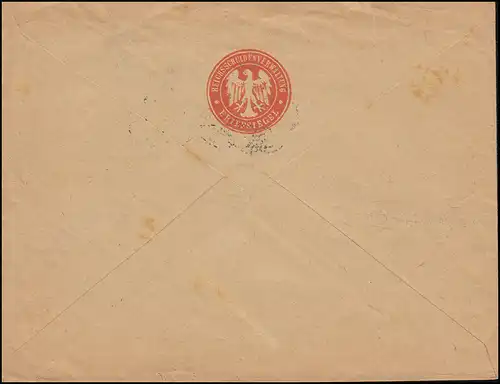 20 Dienstmarke als MeF auf Brief Reichsschuldenverwaltung BERLIN 29.1.1921