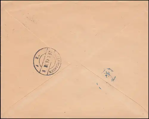 31 AM-Post 42 Pf. en tant qu'EF sur lettre R KREFELD 5 - 18.1.1946 selon REPONSE 23.1.46